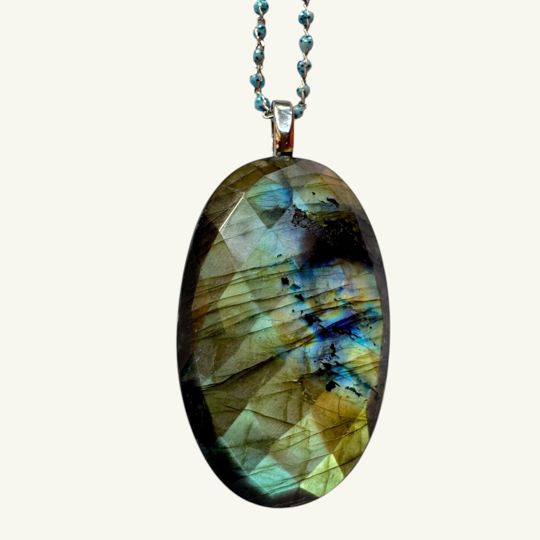 Collana labradorite sfaccettata 48x29 mm Sharifa Crystals